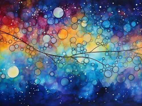 Melted plastic material with abstract shapes and amorphous forms.